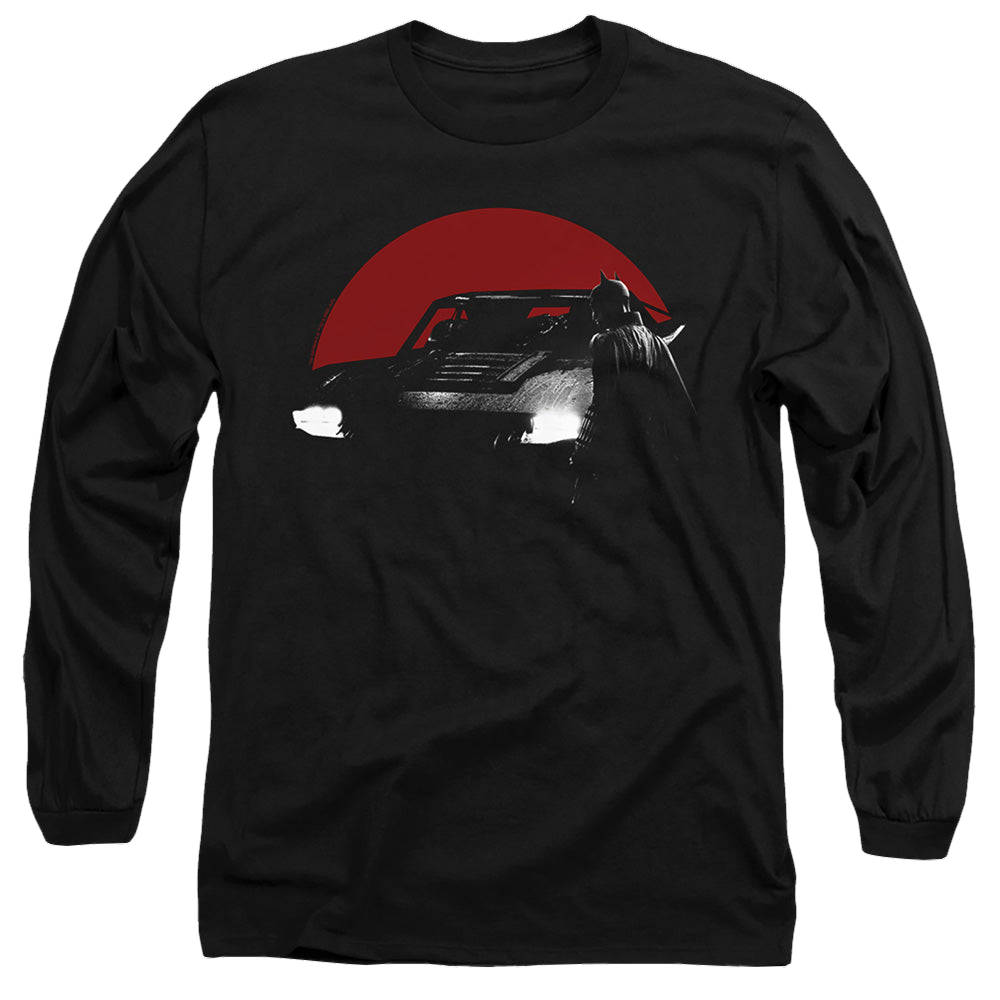 The Batman (2022) Red Moon And Batmobile - Men's Long Sleeve T-Shirt Men's Long Sleeve T-Shirt Batman   