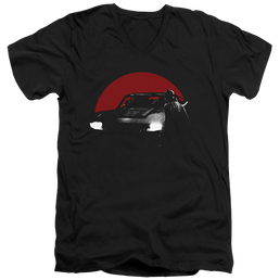 The Batman (2022) Red Moon And Batmobile - Men's V-Neck T-Shirt Men's V-Neck T-Shirt Batman   