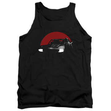 Black men's tank with The Batman (2022) Red Moon And Batmobile graphic