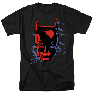 Black men's regular fit t-shirt with The Batman (2022) Shadowed Headshot graphic