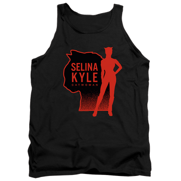 Black men's tank with The Batman (2022) Selina Kyle Catwoman graphic