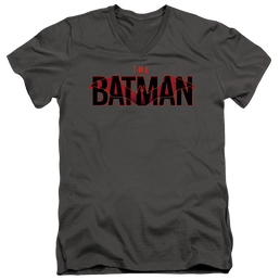 The Batman (2022) Logo With Red Bat - Men's V-Neck T-Shirt Men's V-Neck T-Shirt Batman   