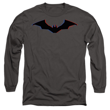 Charcoal men's long sleeve t-shirt with The Batman (2022) Tri-Color Bat Silhouette graphic