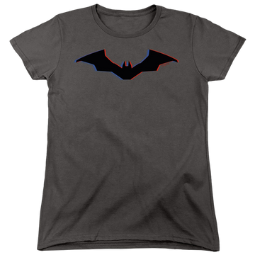 Charcoal women's t-shirt with The Batman (2022) Tri-Color Bat Silhouette graphic