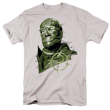 Silver men's regular fit t-shirt with The Batman (2022) Unmask The Riddler graphic