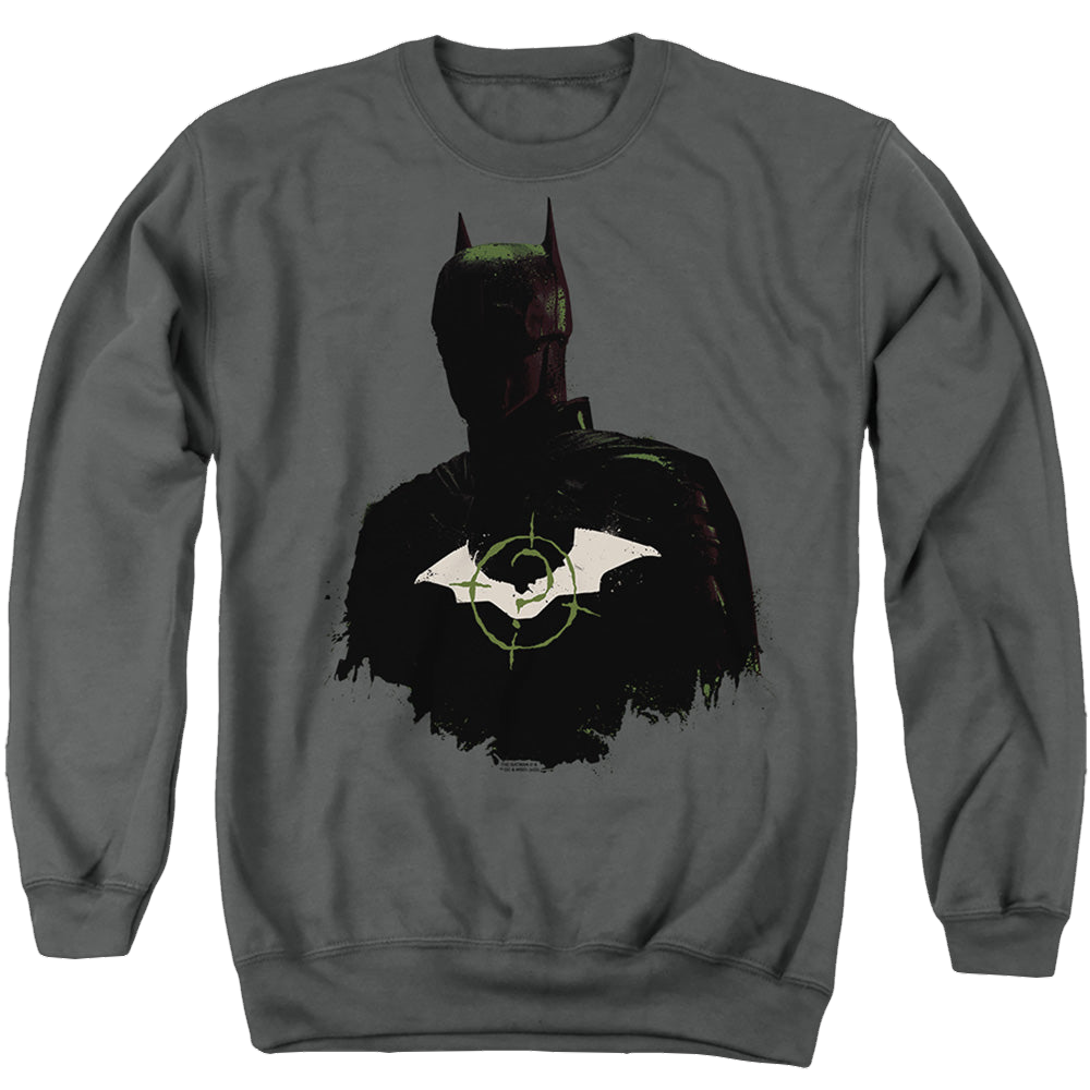 The Batman (2022) Silhouette With Riddler Logo - Men's Crewneck Sweatshirt Men's Crewneck Sweatshirt Batman   