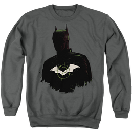 The Batman (2022) Silhouette With Riddler Logo - Men's Crewneck Sweatshirt Men's Crewneck Sweatshirt Batman   