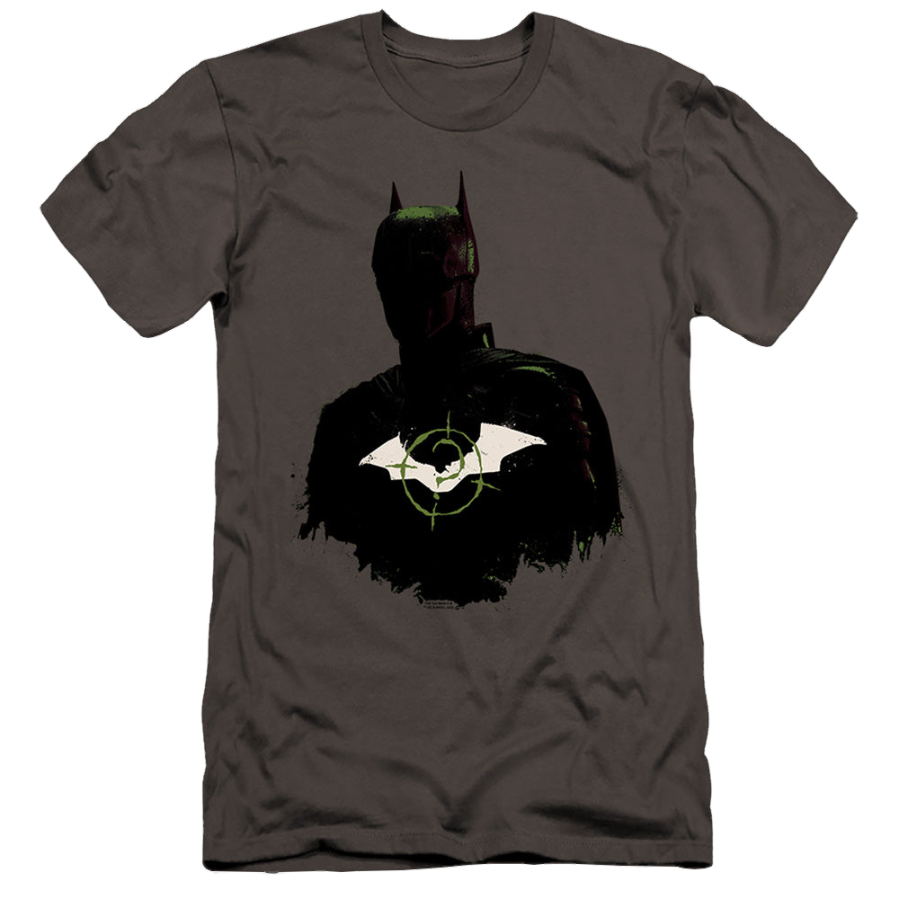 The Batman (2022) Silhouette With Riddler Logo - Men's Premium Slim Fit T-Shirt Men's Premium Slim Fit T-Shirt Batman   