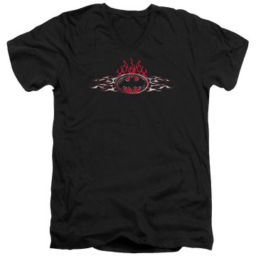 Batman Steel Flames Logo - Men's V-Neck T-Shirt Men's V-Neck T-Shirt Batman   