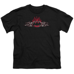 DC Batman Steel Flames Logo - Youth T-Shirt Youth T-Shirt (Ages 8-12) Batman   