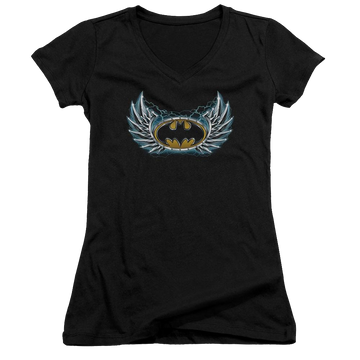 Batman Steel Wings Logo - Juniors V-Neck T-Shirt Juniors V-Neck T-Shirt Batman   