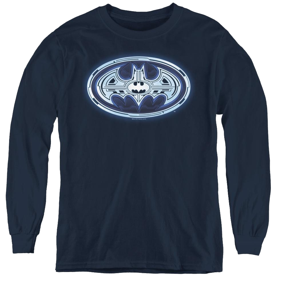Dc Batman Cyber Bat Shield - Youth Long Sleeve T-Shirt Youth Long Sleeve T-Shirt Batman   