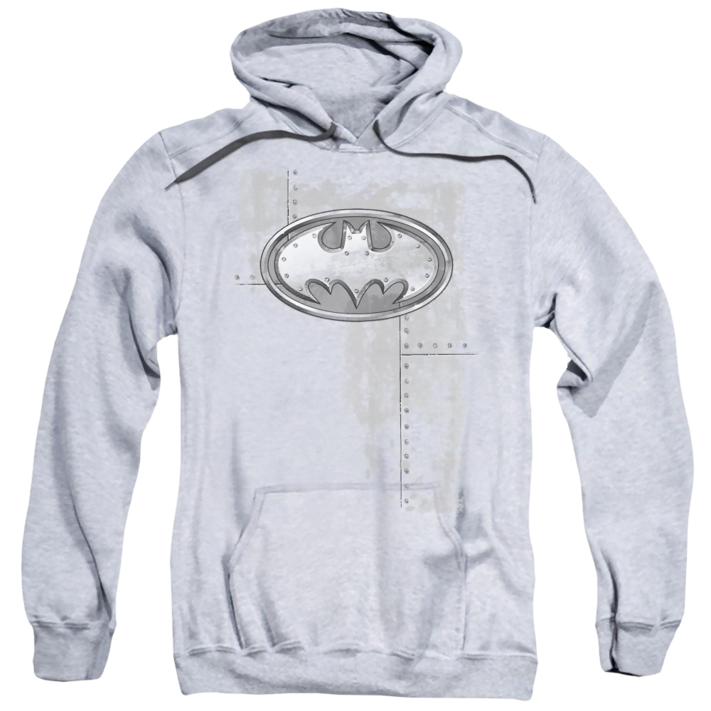 Batman Rivited Metal Logo - Pullover Hoodie Pullover Hoodie Batman   