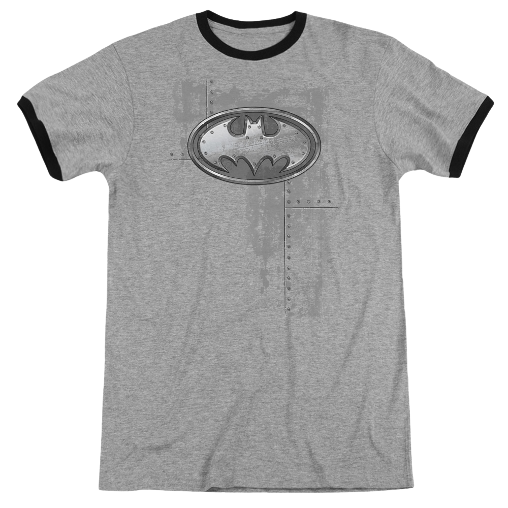 Batman Rivited Metal Logo - Men's Ringer T-Shirt Men's Ringer T-Shirt Batman   