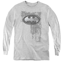 Dc Batman Rivited Metal Logo - Youth Long Sleeve T-Shirt Youth Long Sleeve T-Shirt Batman   