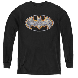 Dc Batman Steel Fire Shield - Youth Long Sleeve T-Shirt Youth Long Sleeve T-Shirt Batman   