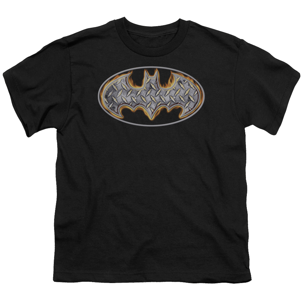 DC Batman Steel Fire Shield - Youth T-Shirt Youth T-Shirt (Ages 8-12) Batman   