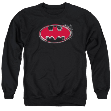 Black men's crewneck sweatshirt with Batman Hardcore Noir Bat Logo graphic