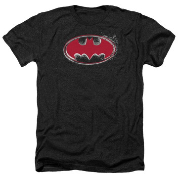 Charcoal men's heather t-shirt with Batman Hardcore Noir Bat Logo graphic