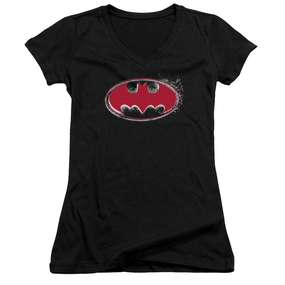 Batman Hardcore Noir Bat Logo - Juniors V-Neck T-Shirt Juniors V-Neck T-Shirt Batman   