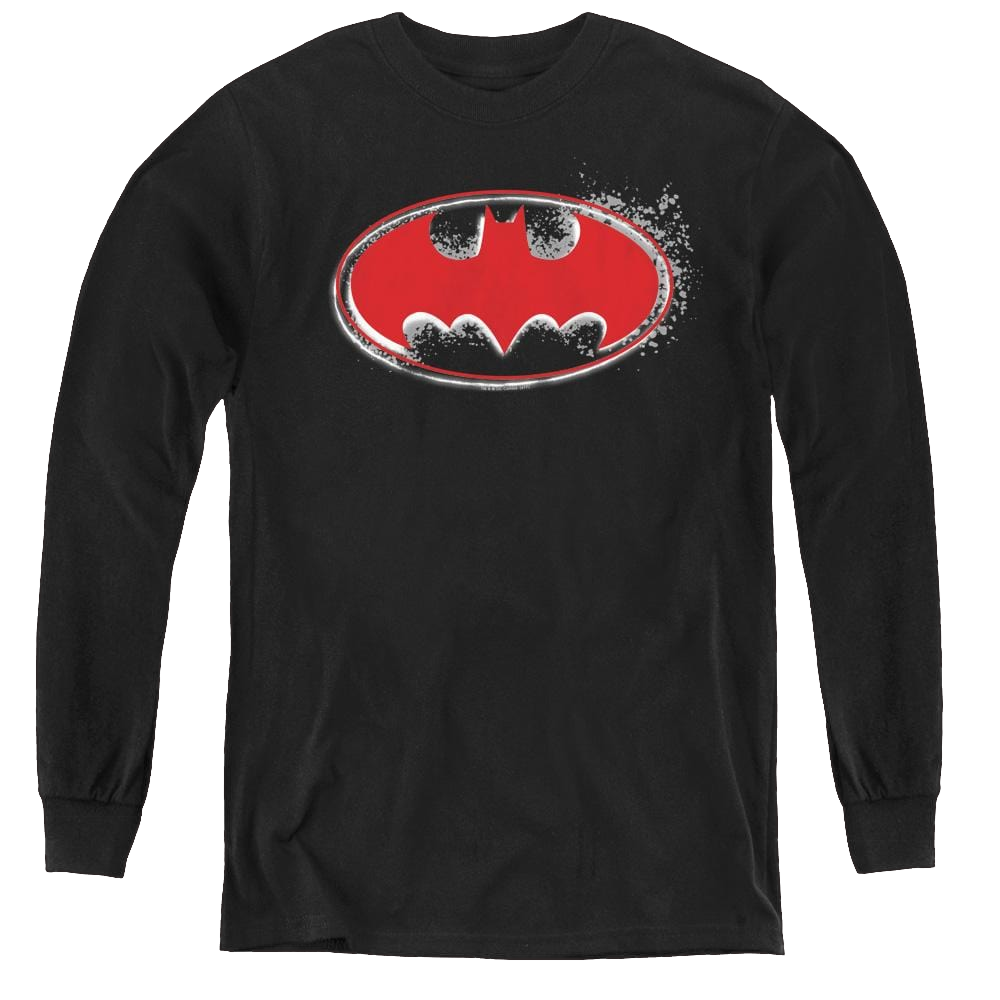 Dc Batman Hardcore Noir Bat Logo - Youth Long Sleeve T-Shirt Youth Long Sleeve T-Shirt Batman   