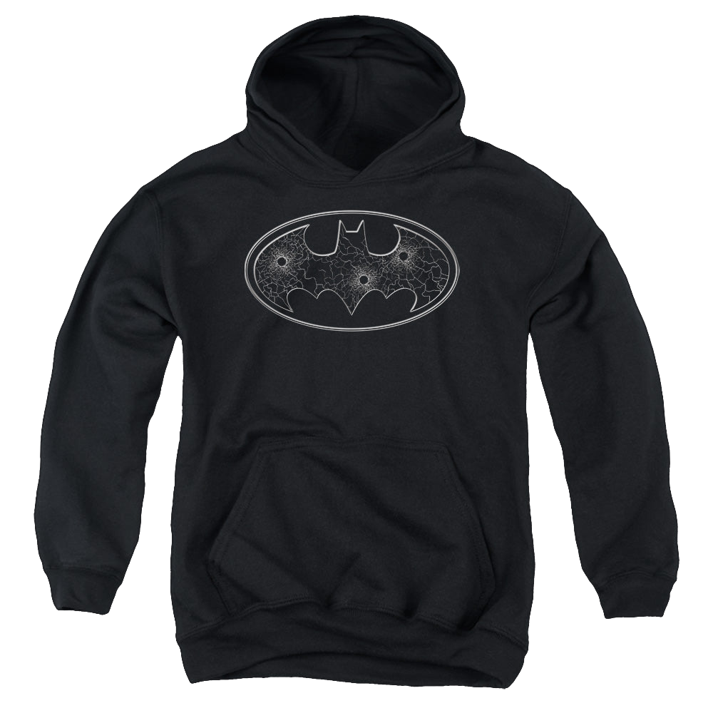 DC Batman Glass Hole Logo - Youth Hoodie Youth Hoodie (Ages 8-12) Batman   