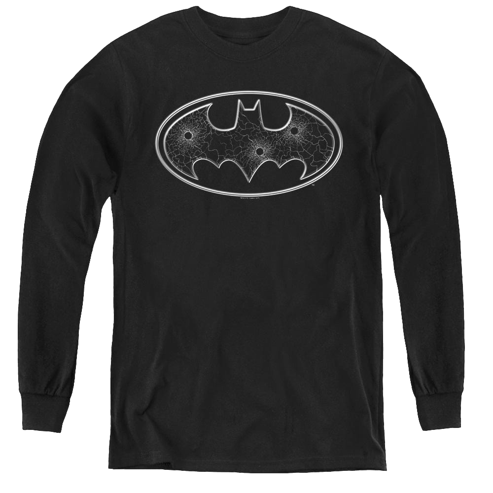 Dc Batman Glass Hole Logo - Youth Long Sleeve T-Shirt Youth Long Sleeve T-Shirt Batman   