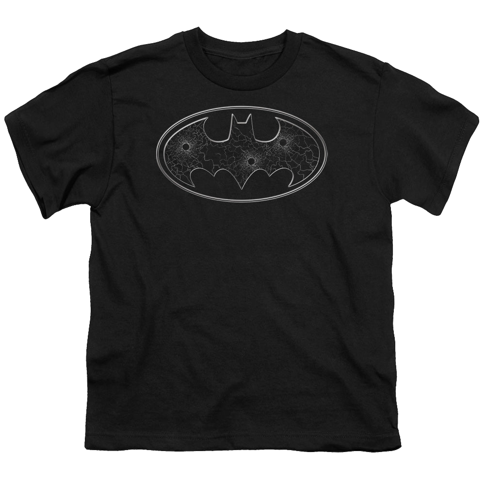 DC Batman Glass Hole Logo - Youth T-Shirt Youth T-Shirt (Ages 8-12) Batman   
