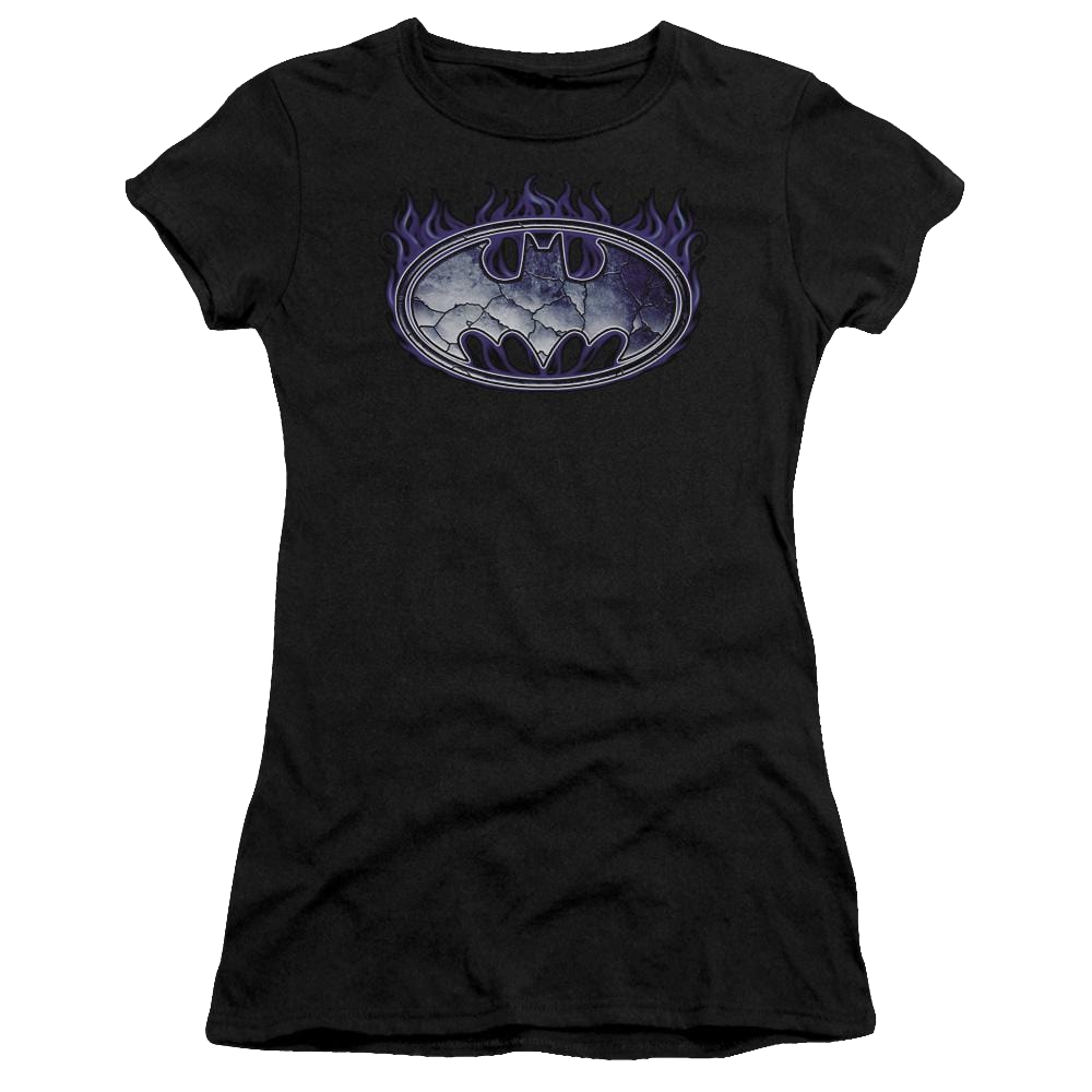 Batman Cracked Shield - Juniors T-Shirt Juniors T-Shirt Batman   