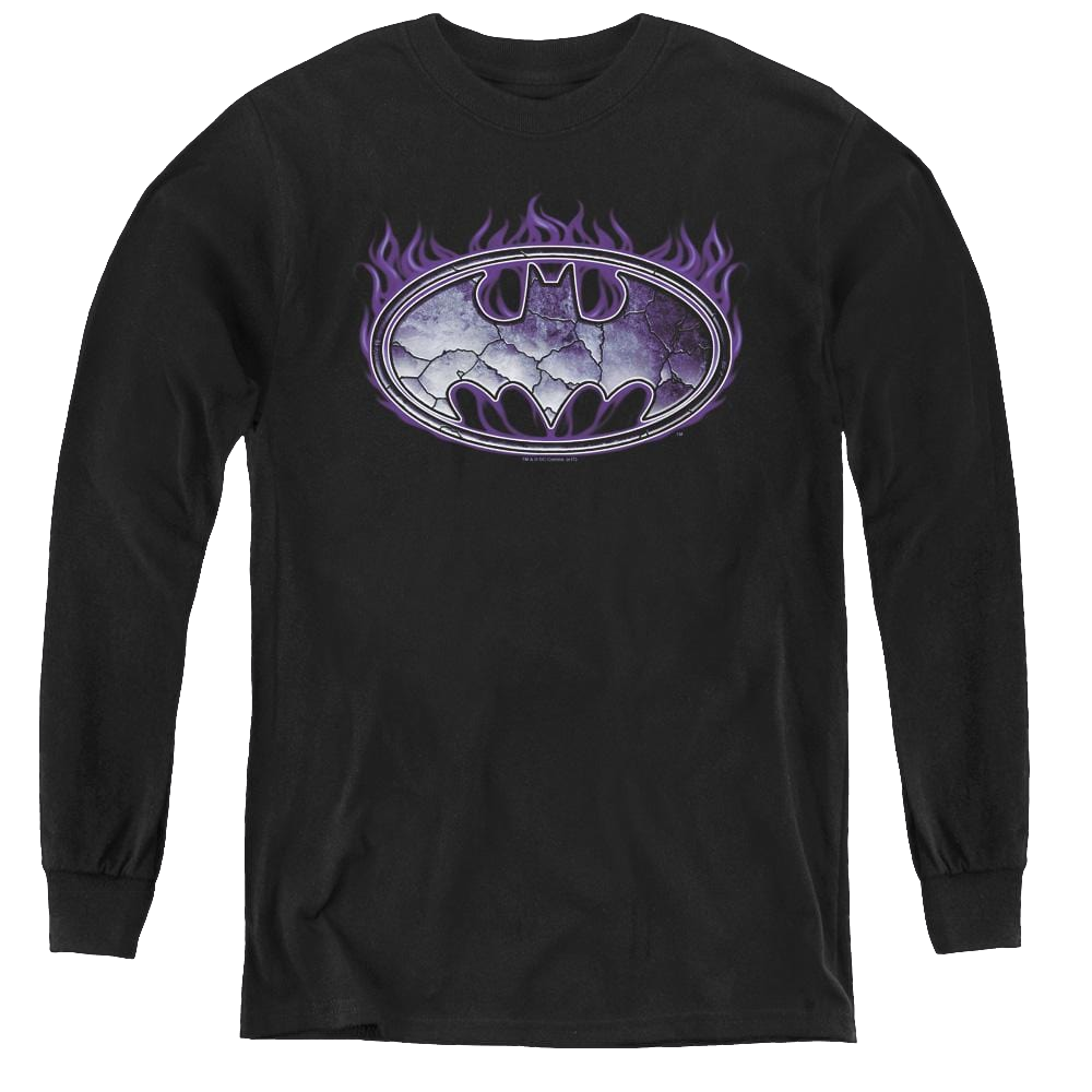 Dc Batman Cracked Shield - Youth Long Sleeve T-Shirt Youth Long Sleeve T-Shirt Batman   