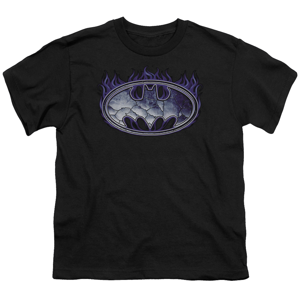 DC Batman Cracked Shield - Youth T-Shirt Youth T-Shirt (Ages 8-12) Batman   