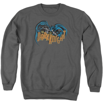 Charcoal men's crewneck sweatshirt with Batman Retro Dark Knight graphic