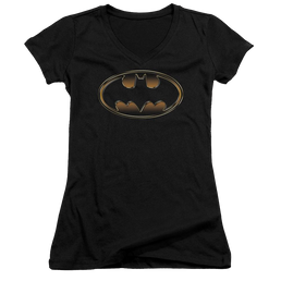 Batman Black & Gold Embossed - Juniors V-Neck T-Shirt Juniors V-Neck T-Shirt Batman   
