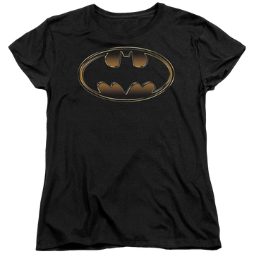 Black women's t-shirt with Batman Black & Gold Embossed graphic