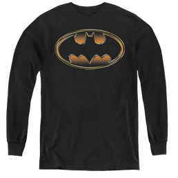 Dc Batman Black & Gold Embossed - Youth Long Sleeve T-Shirt Youth Long Sleeve T-Shirt Batman   