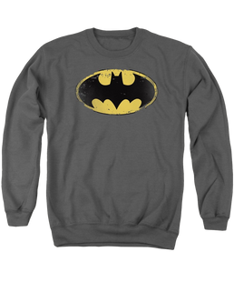 Batman Distressed Shield - Men's Crewneck Sweatshirt Men's Crewneck Sweatshirt Batman   