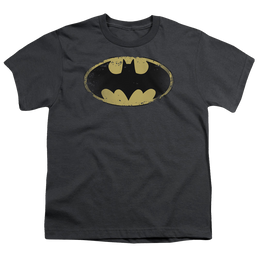 DC Batman Distressed Shield - Youth T-Shirt Youth T-Shirt (Ages 8-12) Batman   