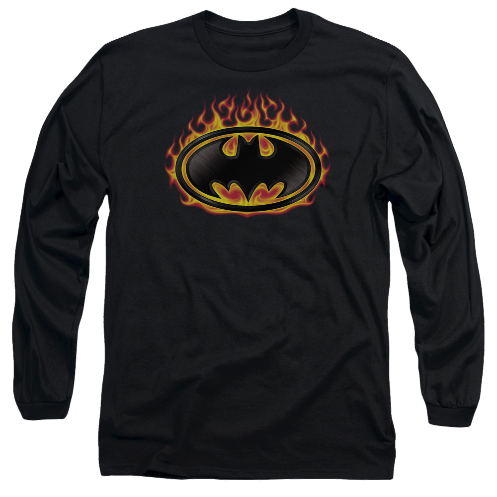 Batman Bat Flames Shield - Men's Long Sleeve T-Shirt Men's Long Sleeve T-Shirt Batman   