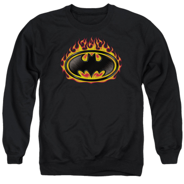 Batman Bat Flames Shield - Men's Crewneck Sweatshirt Men's Crewneck Sweatshirt Batman   