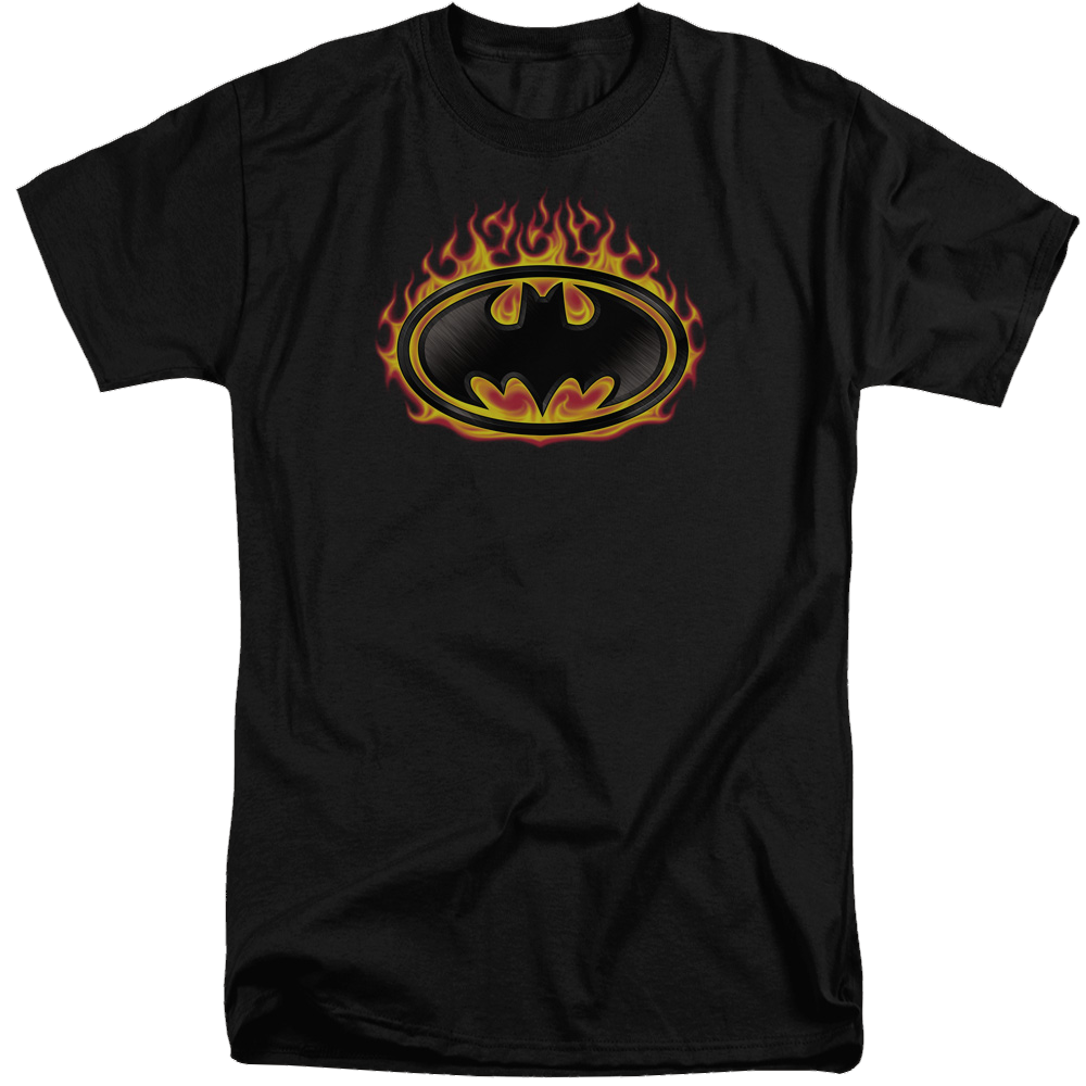 Batman Bat Flames Shield - Men's Tall Fit T-Shirt Men's Tall Fit T-Shirt Batman   