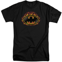 Batman Bat Flames Shield - Men's Tall Fit T-Shirt Men's Tall Fit T-Shirt Batman   