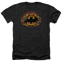 Batman Bat Flames Shield - Men's Heather T-Shirt Men's Heather T-Shirt Batman   