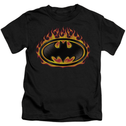 DC Batman Bat Flames Shield - Kid's T-Shirt Kid's T-Shirt (Ages 4-7) Batman   