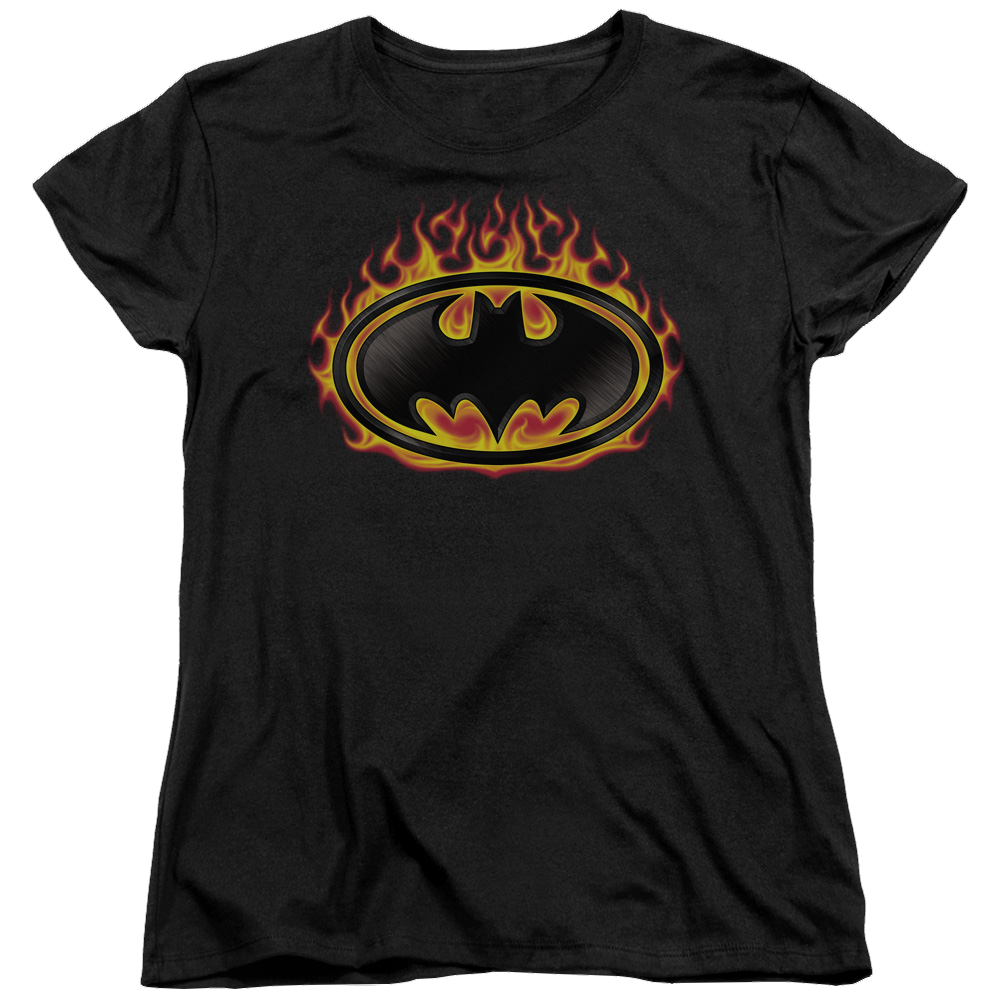 Batman Bat Flames Shield - Women's T-Shirt Women's T-Shirt Batman   