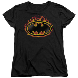 Batman Bat Flames Shield - Women's T-Shirt Women's T-Shirt Batman   
