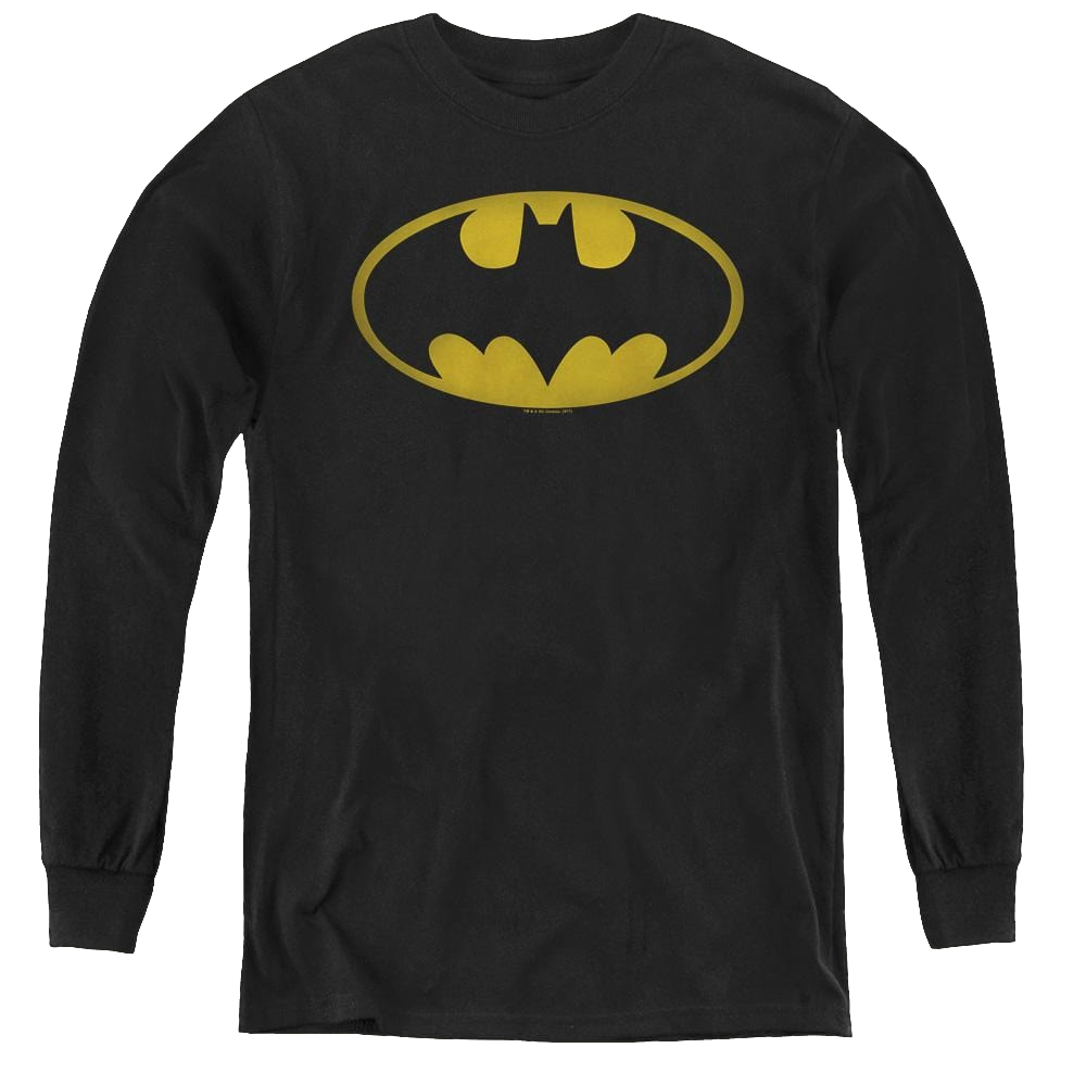 Dc Batman Washed Bat Logo - Youth Long Sleeve T-Shirt Youth Long Sleeve T-Shirt Batman   