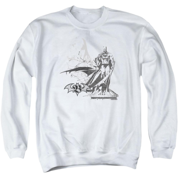 White men's crewneck sweatshirt with Batman Overseer graphic