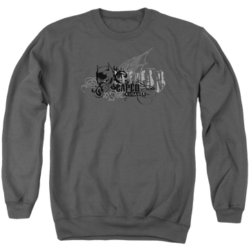 Charcoal men's crewneck sweatshirt with Batman Urban Crusader graphic