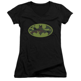 Batman Camo Logo - Juniors V-Neck T-Shirt Juniors V-Neck T-Shirt Batman   