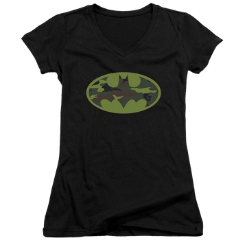 Batman Camo Logo - Juniors V-Neck T-Shirt Juniors V-Neck T-Shirt Batman   